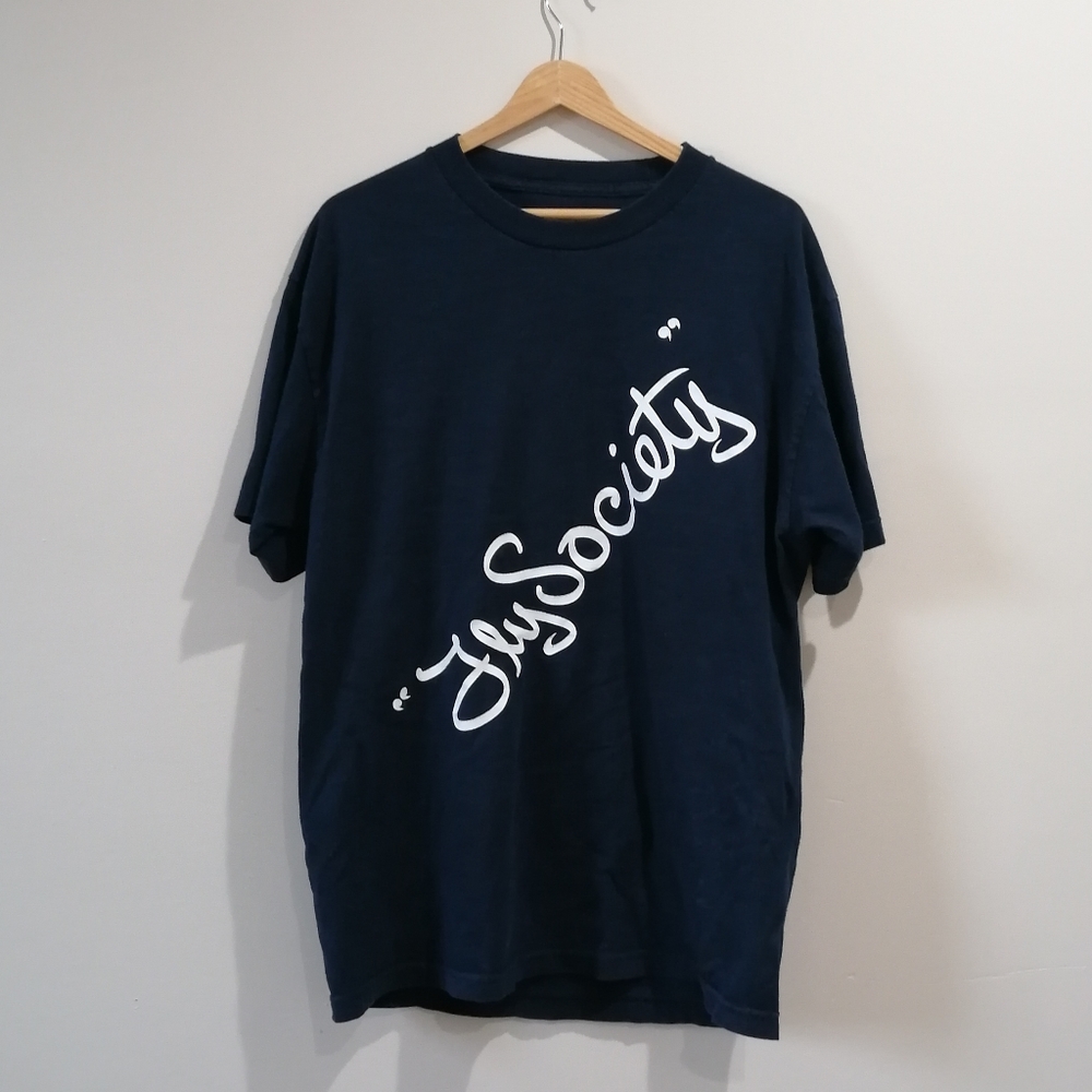Fly Society Script T-shirt Tee Navy Large